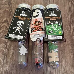 Spooky Halloween Puzzle Set - Skeleton, Haunted House, Graveyard Target Bullseye